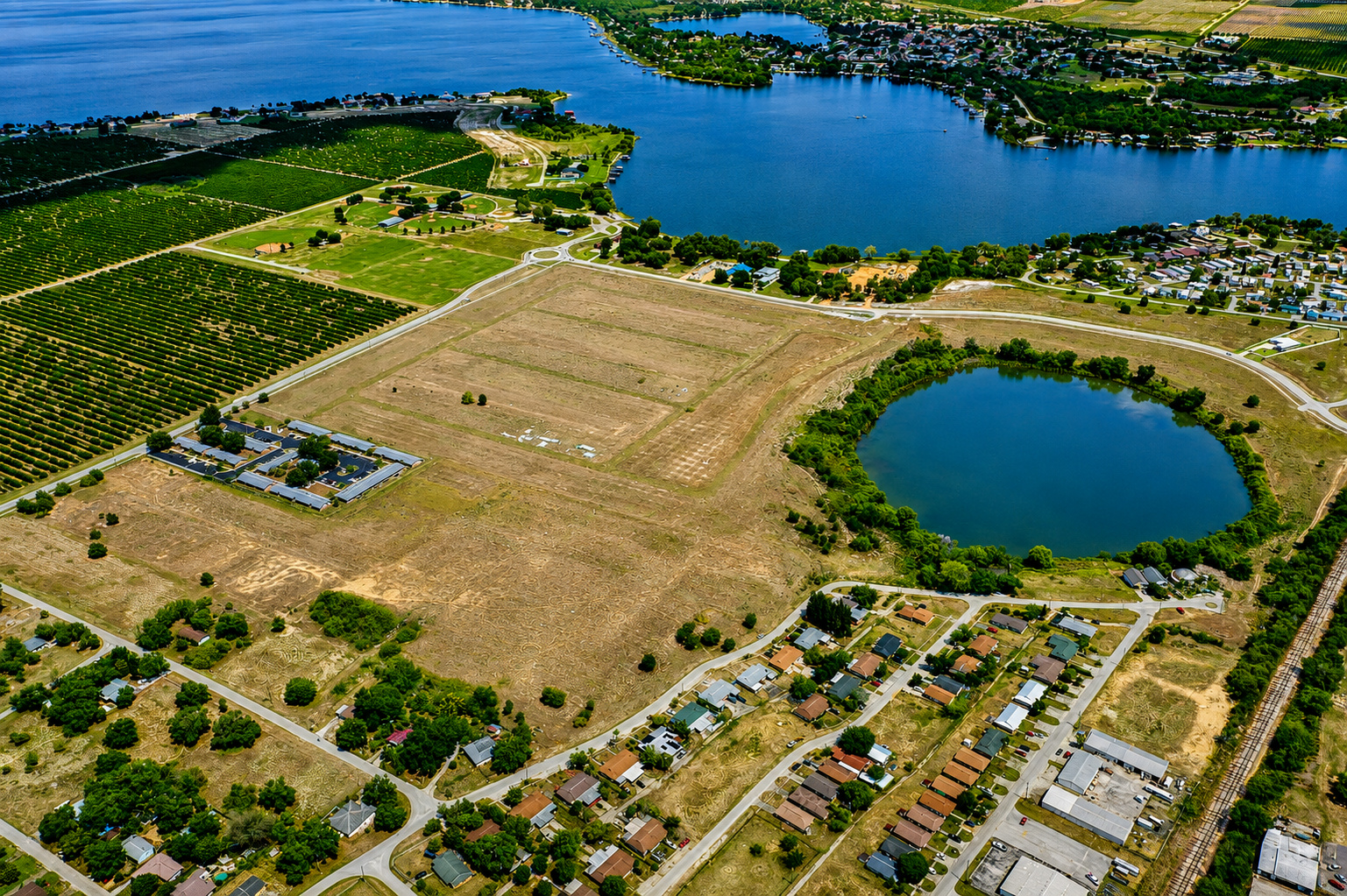 Aerial view of Village on Lake Rachard site, Lake Placid, Florida